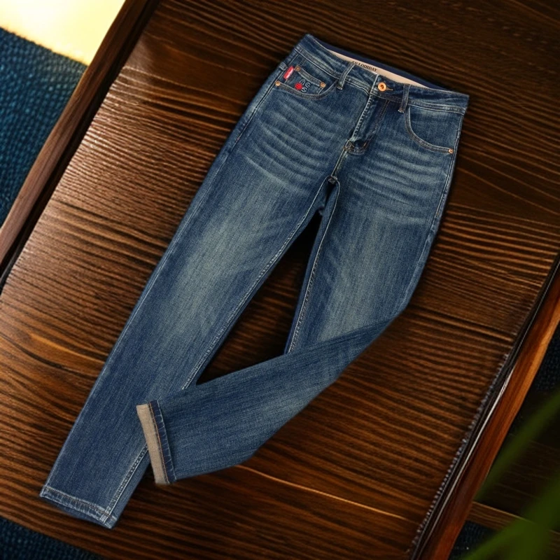2024早秋新品修身小直筒大牛复古男士高端休闲百搭牛仔裤子男