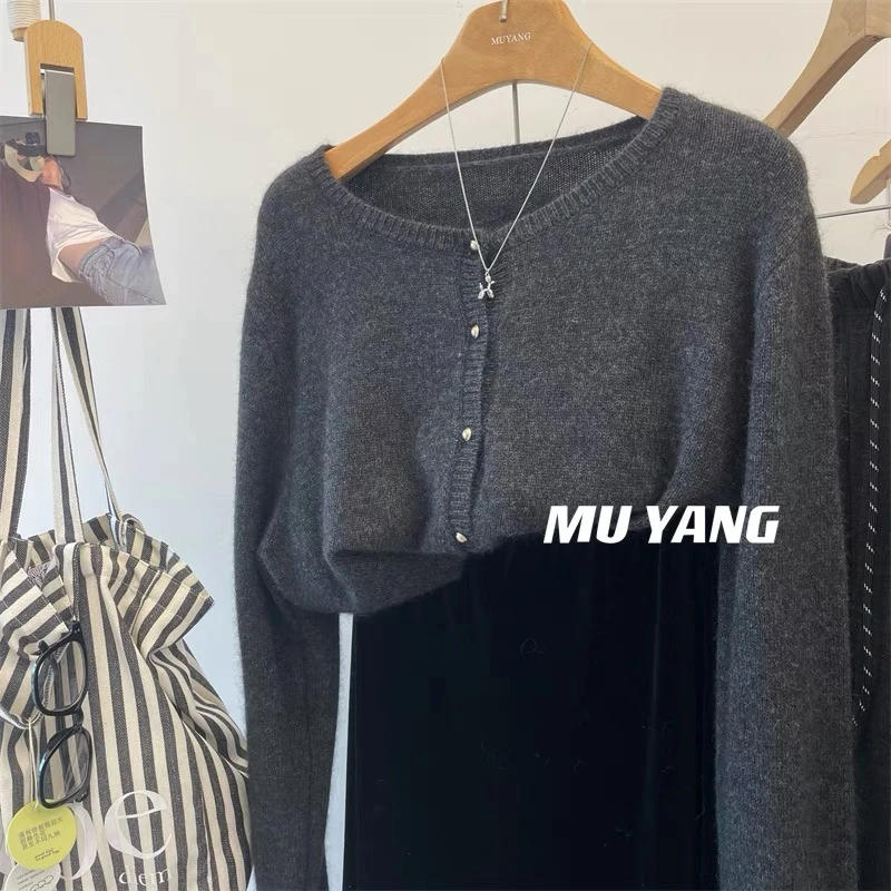 2016【温柔软糯黑灰开衫】新款秋季气质毛衣外套宽松慵懒风女士上衣