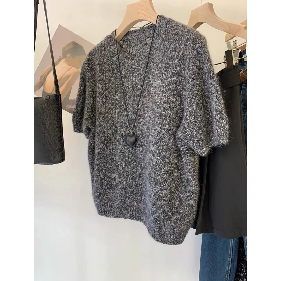 130【花纱圆领中袖】春季新款女士韩版短袖上衣薄款宽松上衣