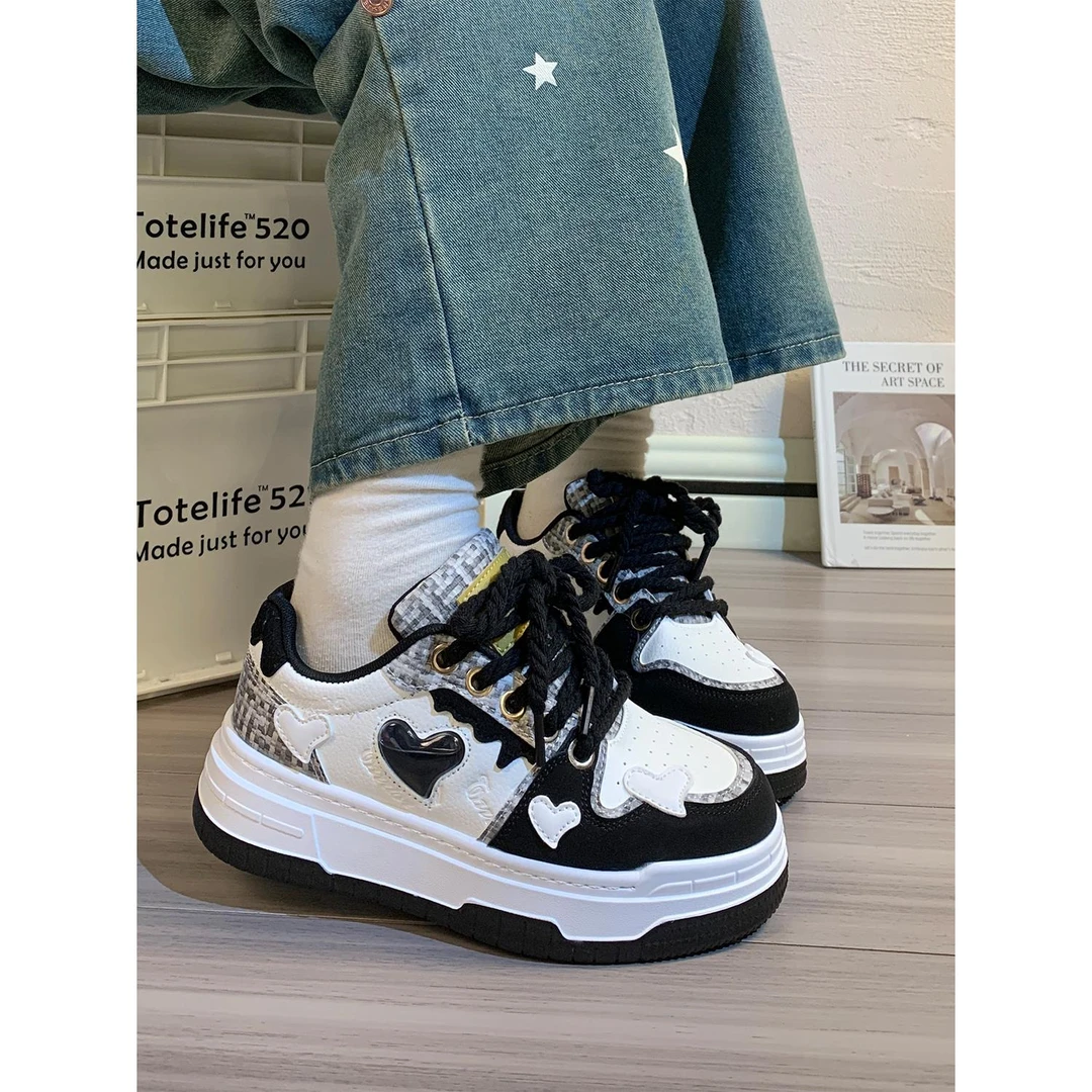 回力黑白女鞋夏季韩版爱心小白鞋女款2024新款ins潮鞋子休闲板鞋