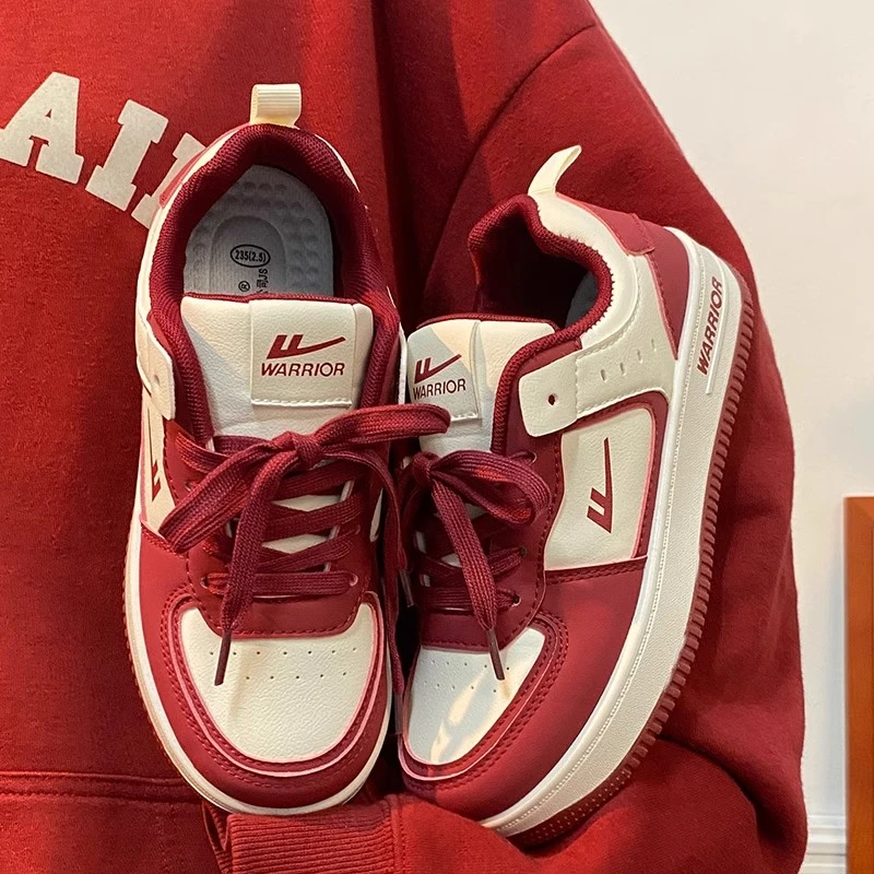 回力酒红色鞋子女秋季2025新款百搭休闲爆款板鞋小众透气小白鞋潮