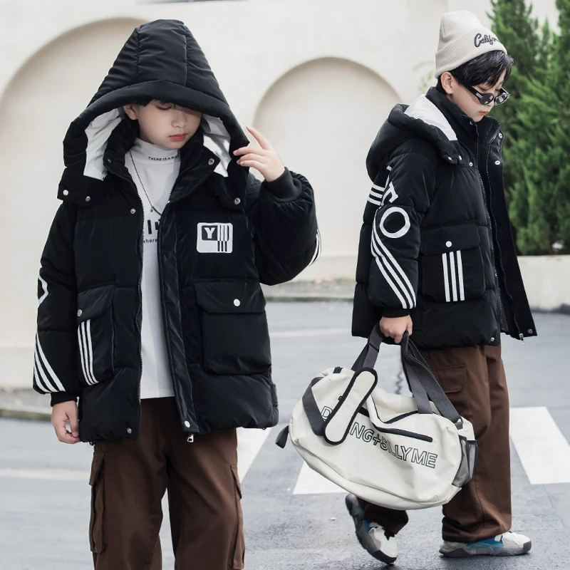 男童棉衣冬款新款儿童加厚仿兔毛棉服冬季中大童中长款男孩棉袄潮