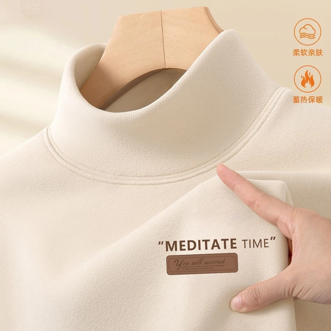 新款德绒打底衫半高领秋冬长袖t恤男爆款保暖内搭双面绒中领秋衣