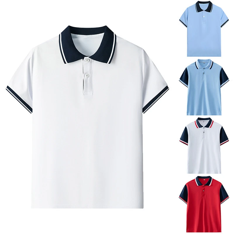 中学生校服夏季短袖初中生T恤POLO衫高中浅蓝红白酒上衣半袖