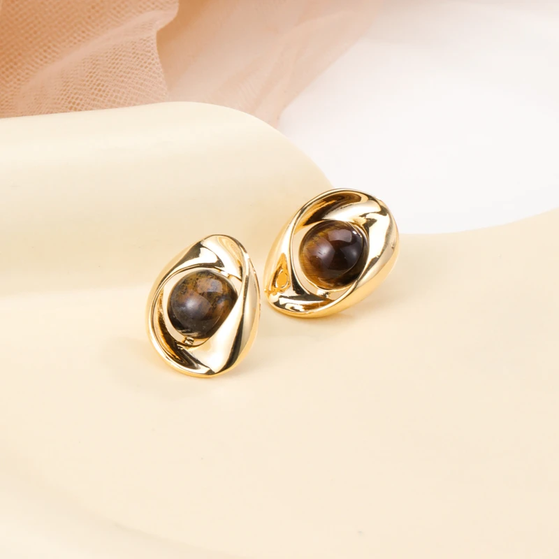 6172 虎眼石耳环女个性时尚气质轻奢耳饰优雅