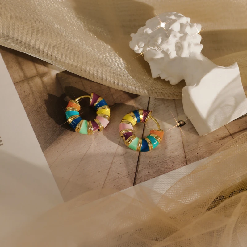 5195 七彩甜甜圈耳钉女个性时尚气质轻奢耳饰