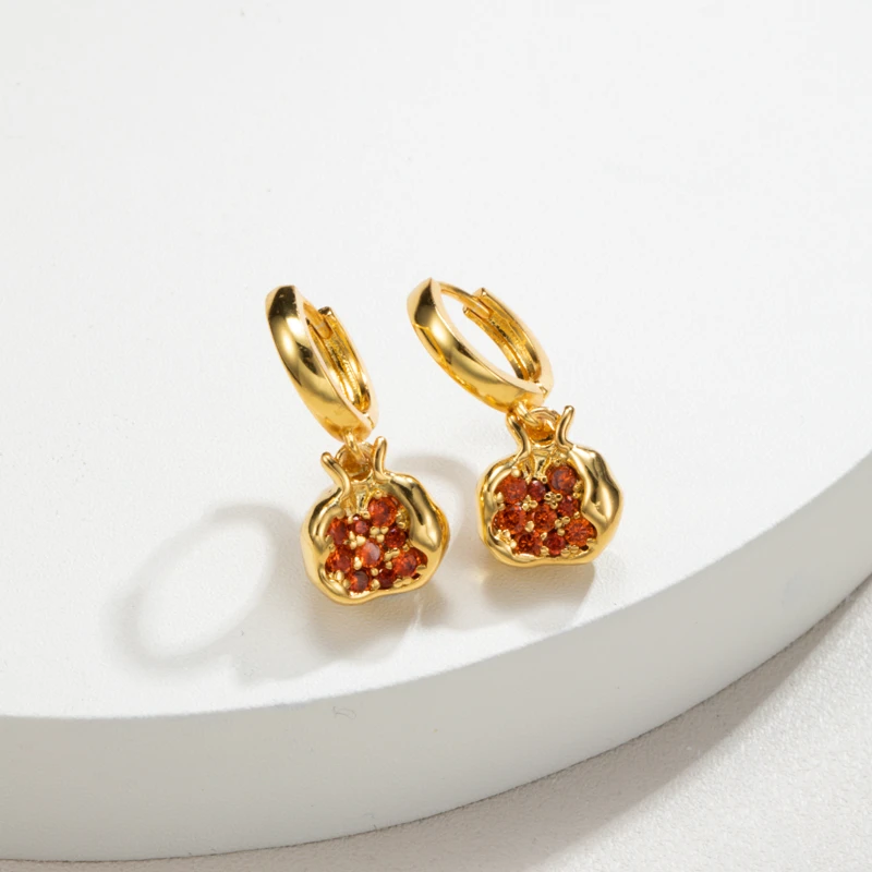 铜合金合成锆石耳饰 6369 石榴耳钉轻奢耳饰时尚百搭耳环小众