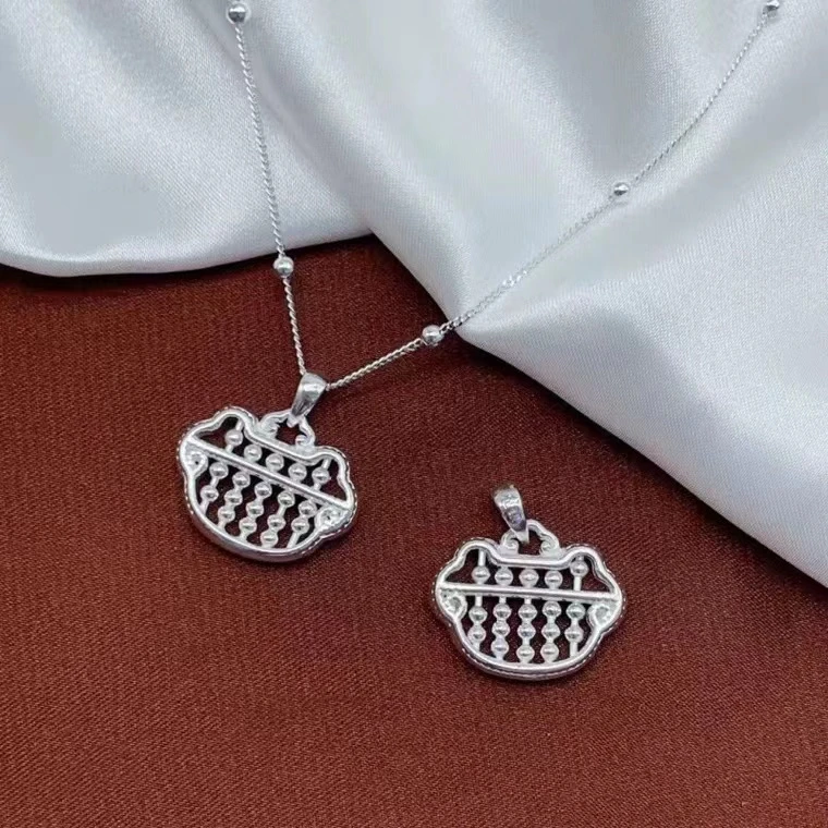 坠链均足银 999苹果款亲肤算盘吊坠