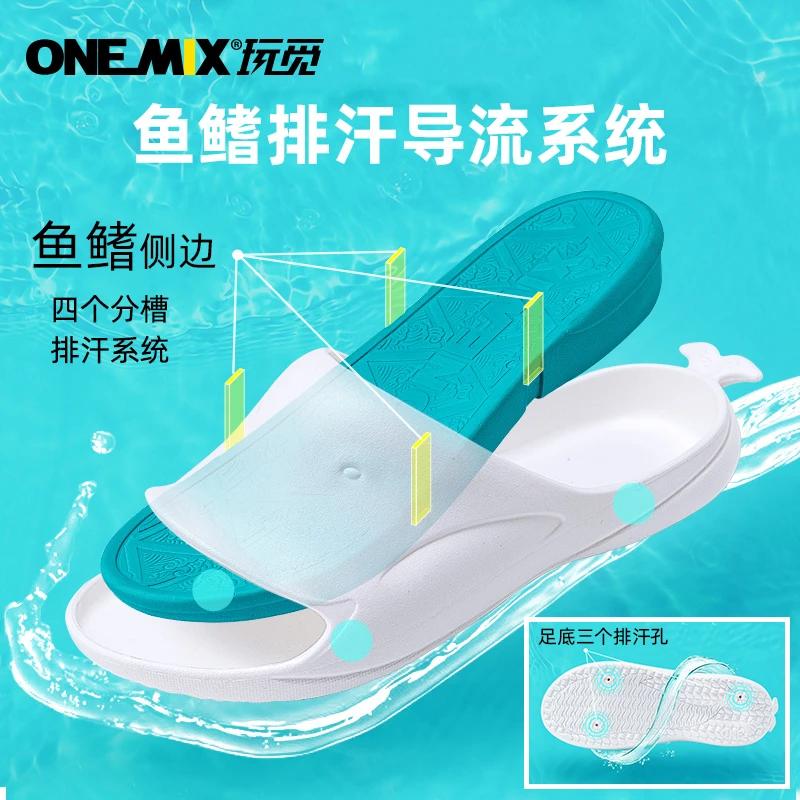 ONEMIX玩觅-拖鞋海豚鞋双弹平底沙滩鞋软底平底拖鞋运动夏季防滑