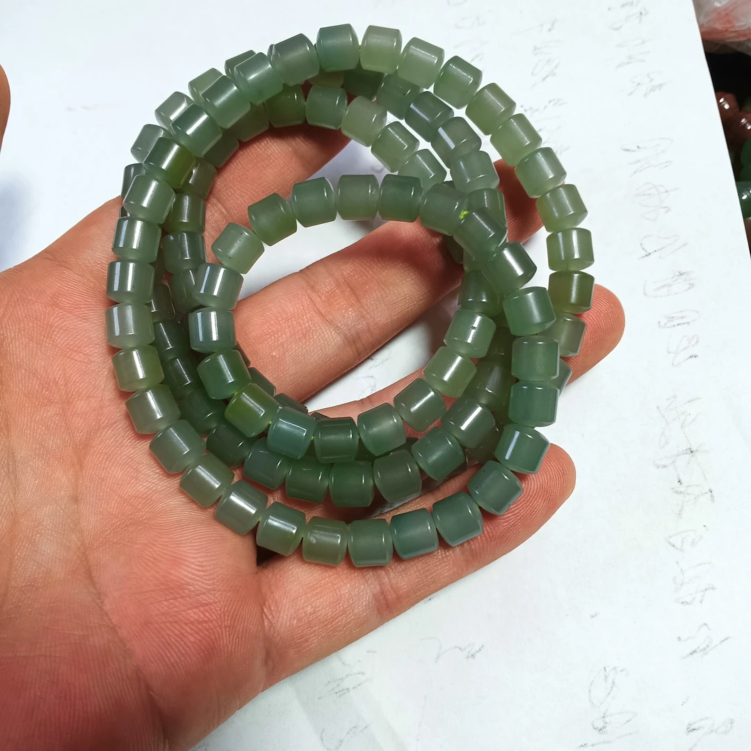 紫绿玛瑙秦紫玉天然原矿无优化纯手工珠子手链桶珠