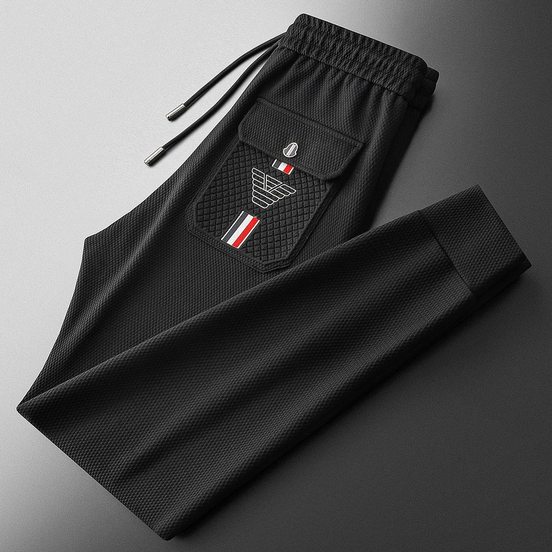 2024春夏男士高档菠萝纹运动束脚休闲裤时尚新款韩版修身百搭长裤