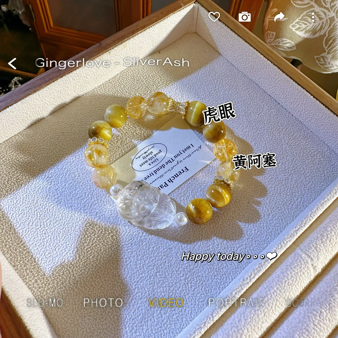 【狐牌】天然水晶手串原创小众设计幸运首饰