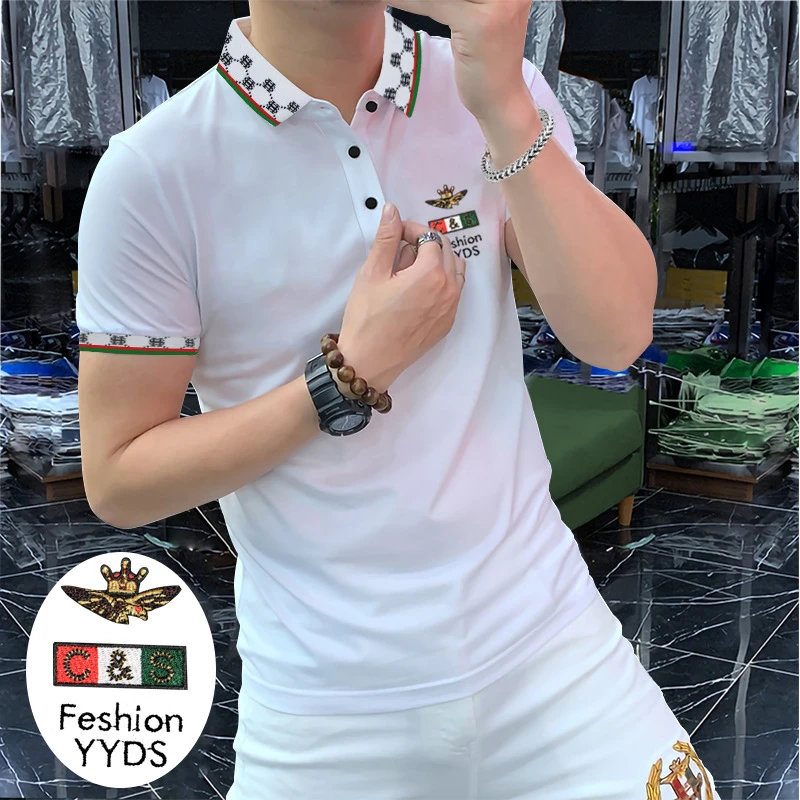 可机洗凉感POLO衫翻领刺绣百搭时尚舒适上衣撞色罗纹高品质薄款帅