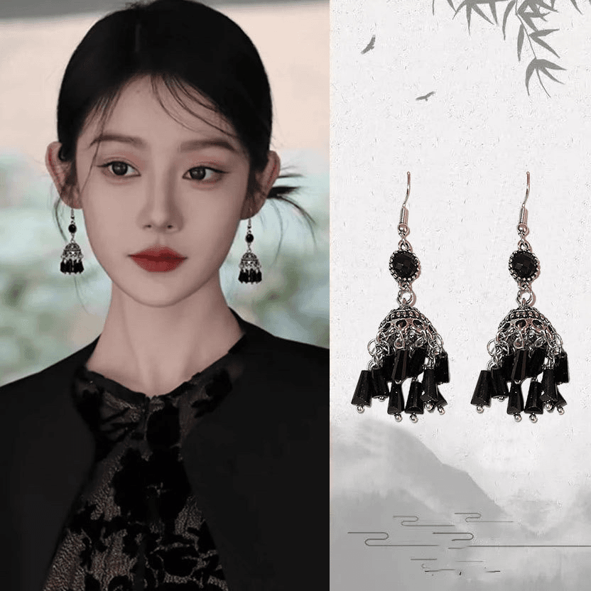 合金亚克力耳饰 82号时尚复古耳饰轻奢镶锆石流苏灯笼耳钩耳环女