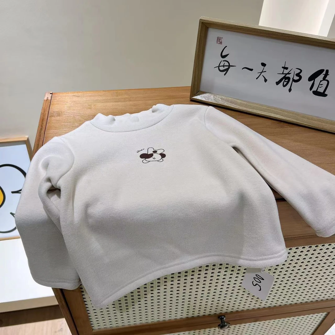 005-米色打底，儿童休闲韩版高领卫衣
