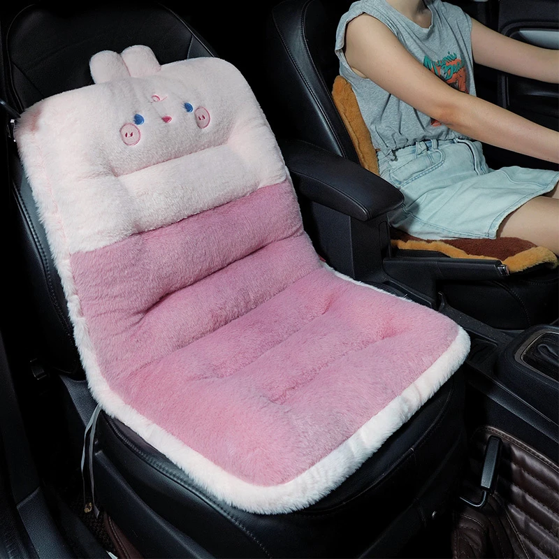 秋冬季汽车坐垫短毛绒坐靠一体座垫四季通用后排加绒防滑座套腰靠
