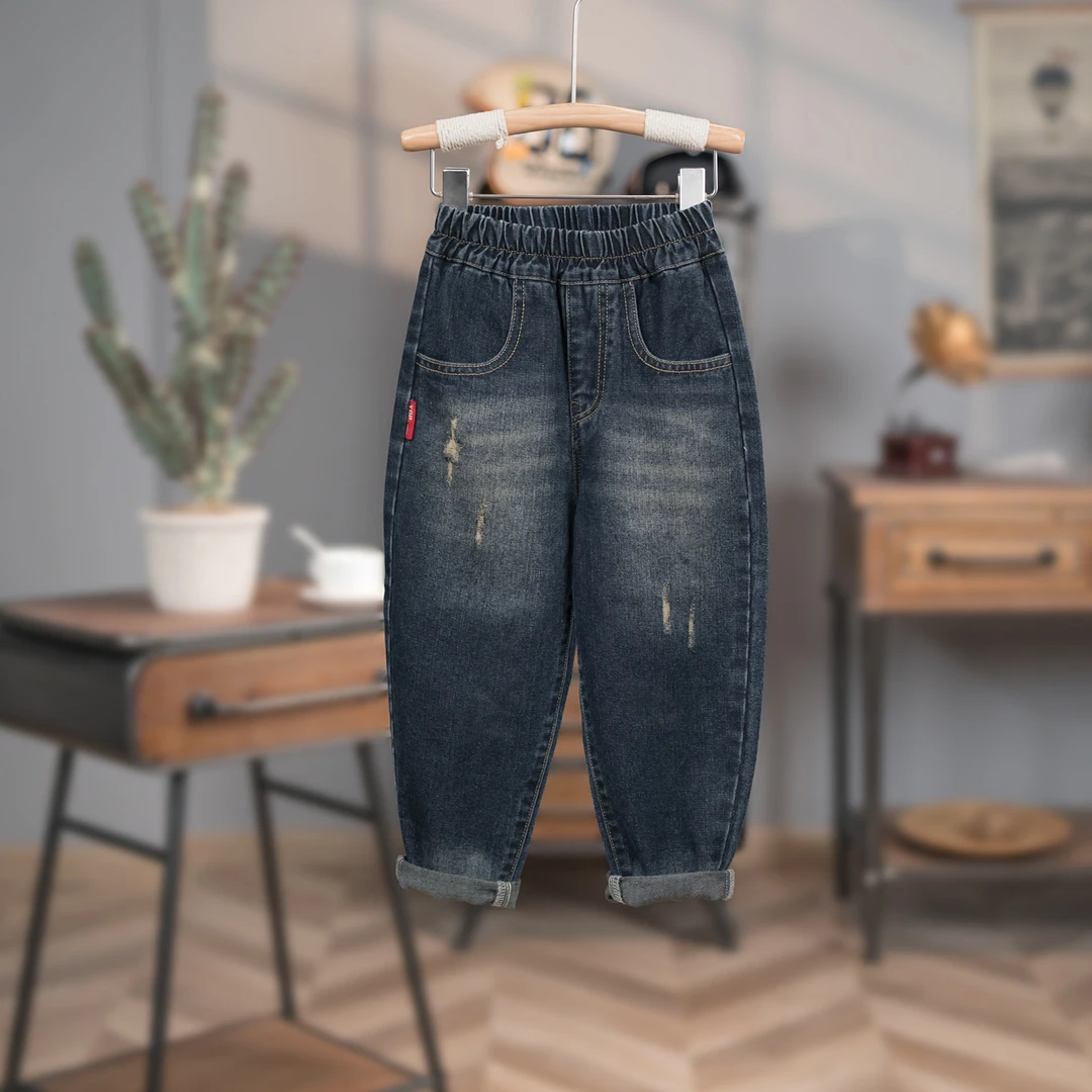 男童秋款儿童牛仔裤4-12岁潮童窄版老爹裤男宝洋气潮流牛仔裤8306