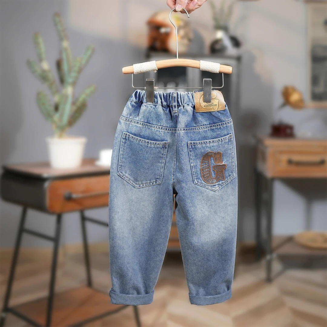 男童牛仔裤宝宝春秋男孩儿童牛仔裤老爹裤子6-12岁潮款薄款N5321