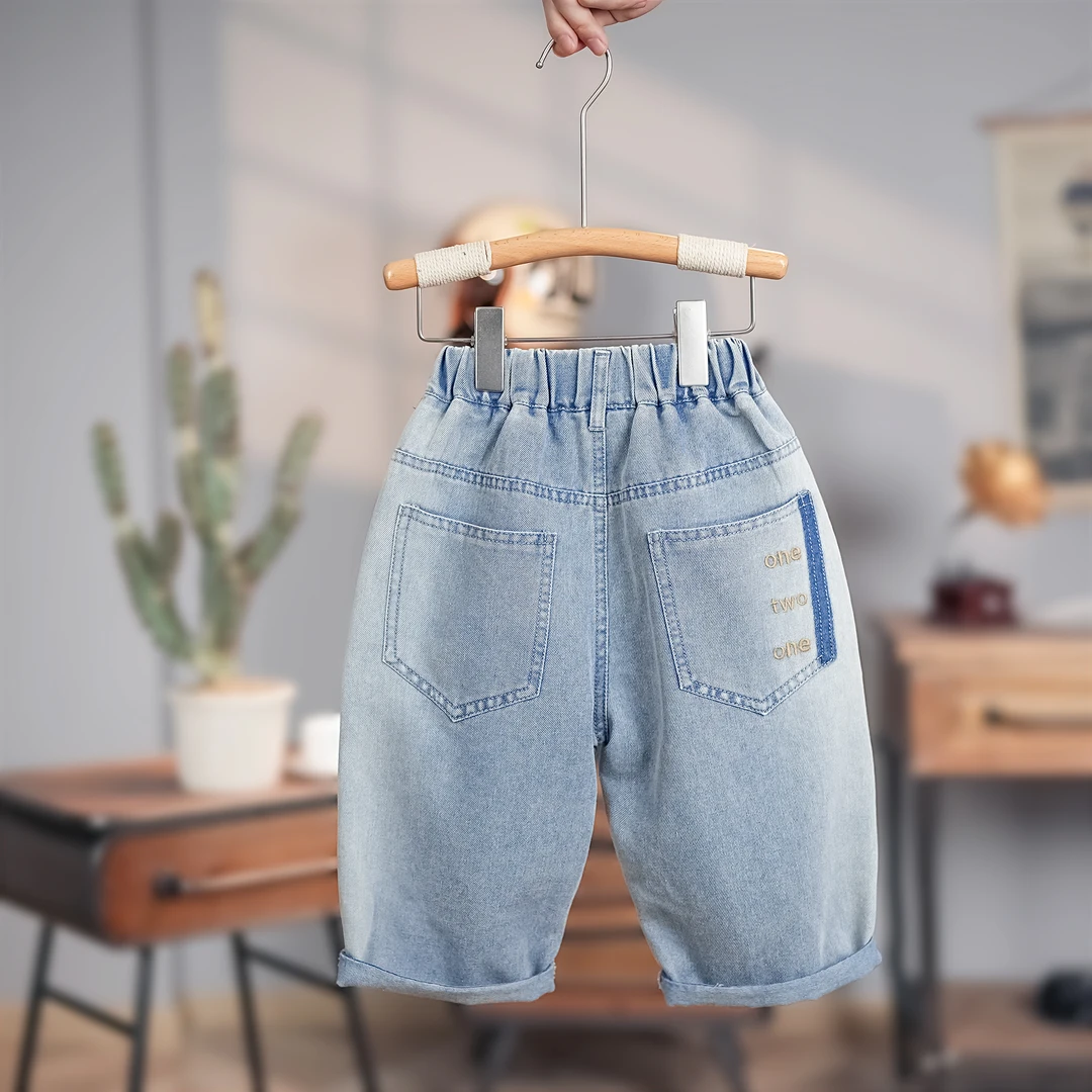 男童宝宝韩版夏季薄款洋气七分裤中大童夏款宽松休闲牛仔裤子6568