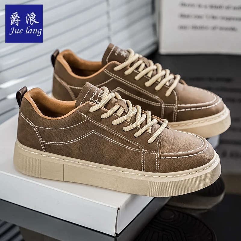 爵浪春季新款男鞋休闲运动平板鞋男士厚底增高百搭休闲鞋防滑男鞋
