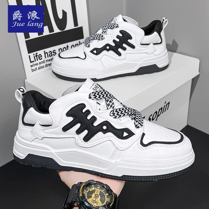 爵浪2025春季休闲板鞋男鞋百搭运动高级感厚底防滑内增高老爹潮鞋