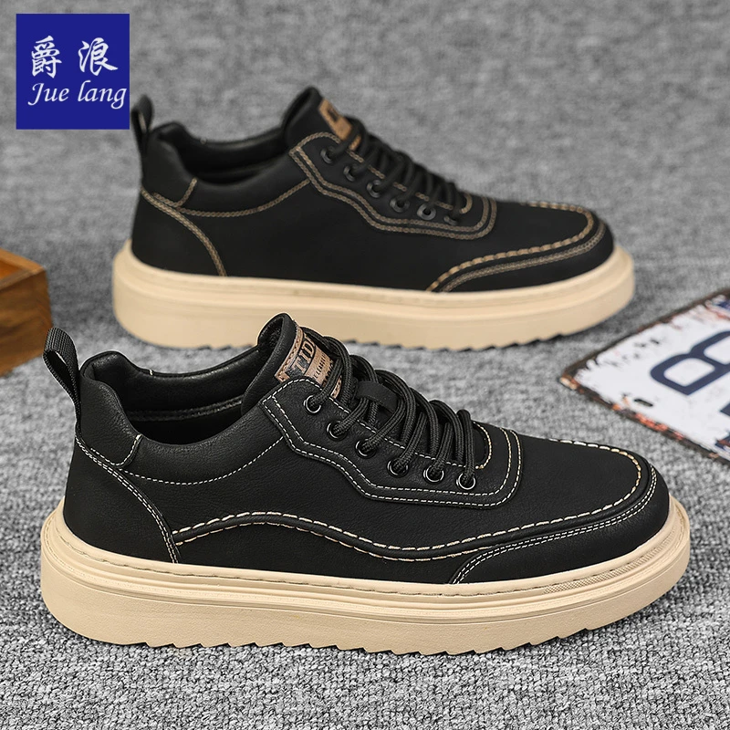 爵浪男鞋低帮马丁靴男款春季英伦鞋子潮鞋时尚工装男鞋休闲板鞋