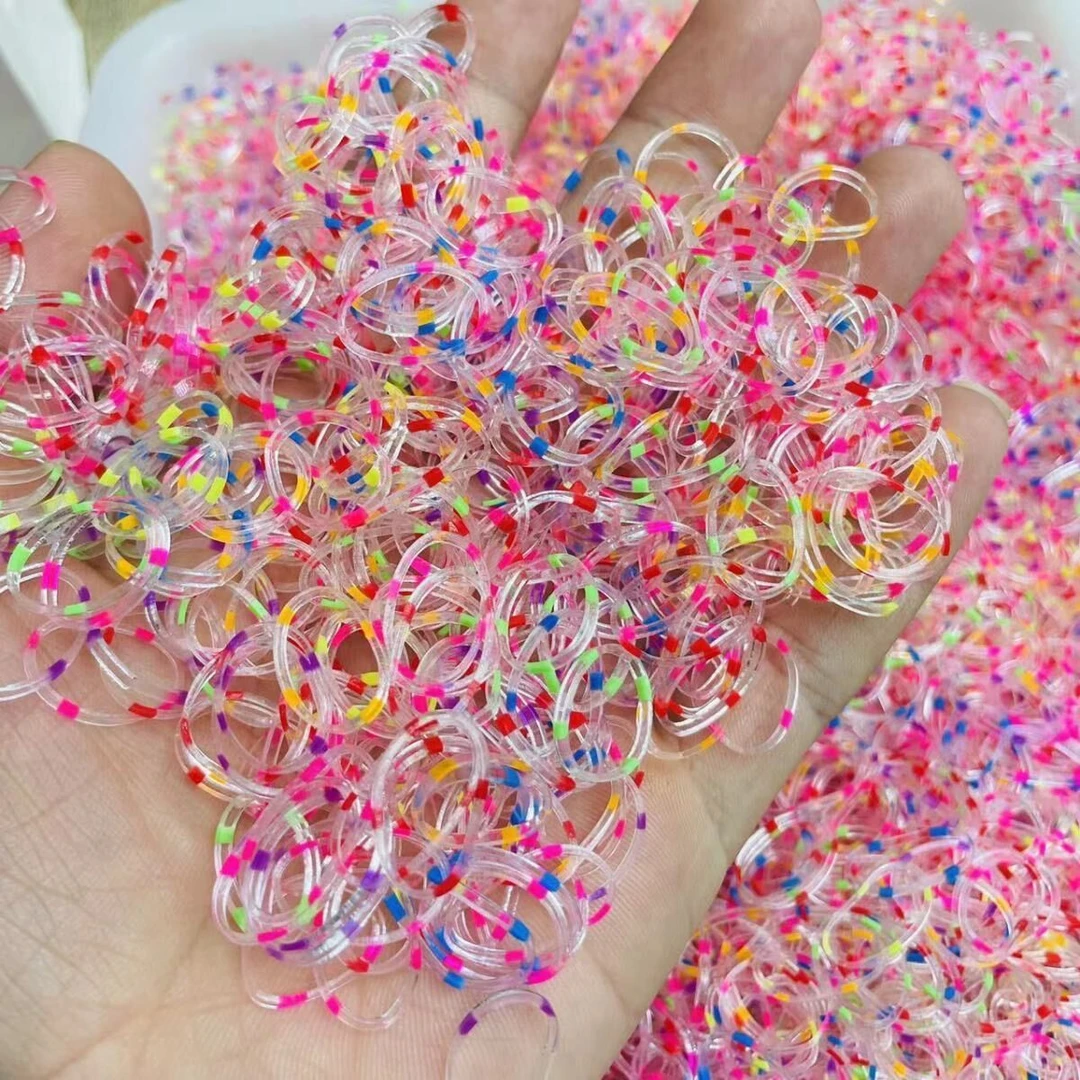 新款儿童加厚透明扎发橡皮筋一次性皮筋七彩小女孩扎头发小圈发饰