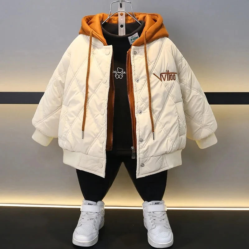 男童外套加厚小童秋冬款韩版宝宝连帽夹克洋气保暖儿童冬装反季潮