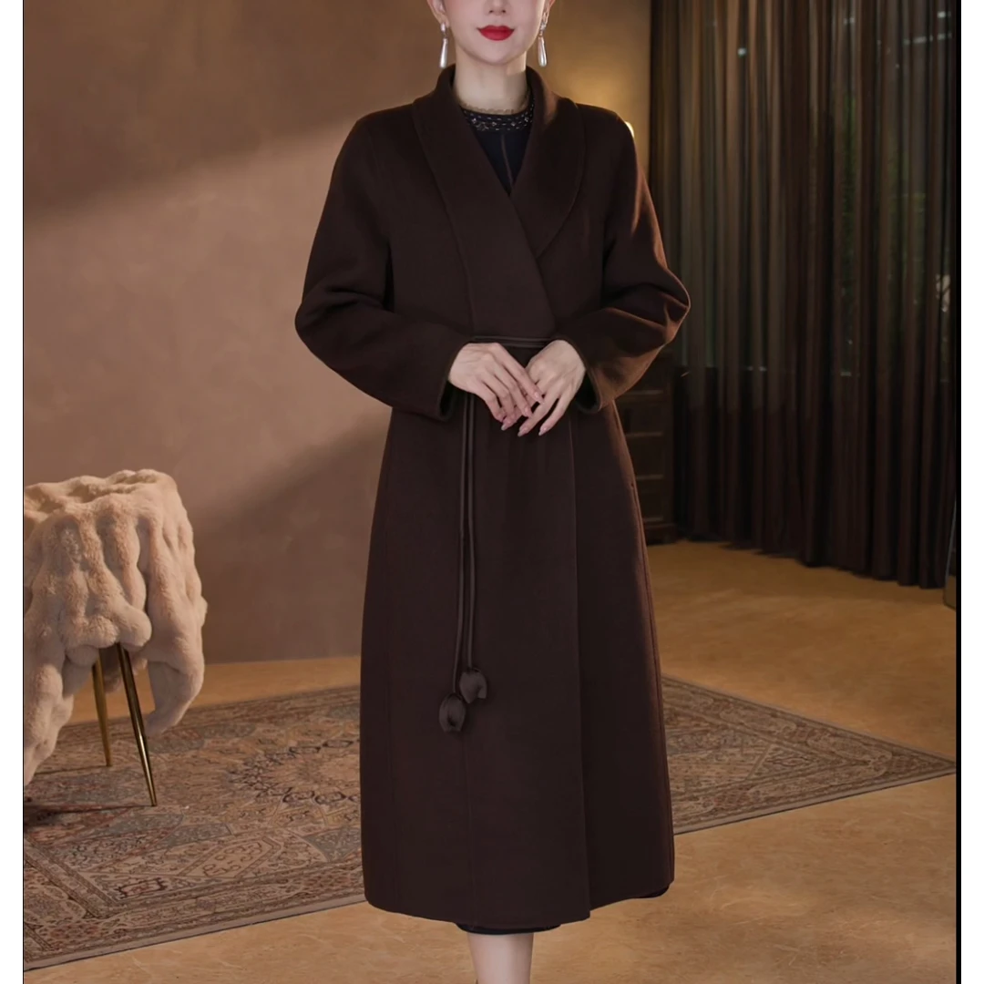 【香妮芬】WH-8061秋冬贵气显瘦赫本风大衣2024新款时尚洋气呢外套