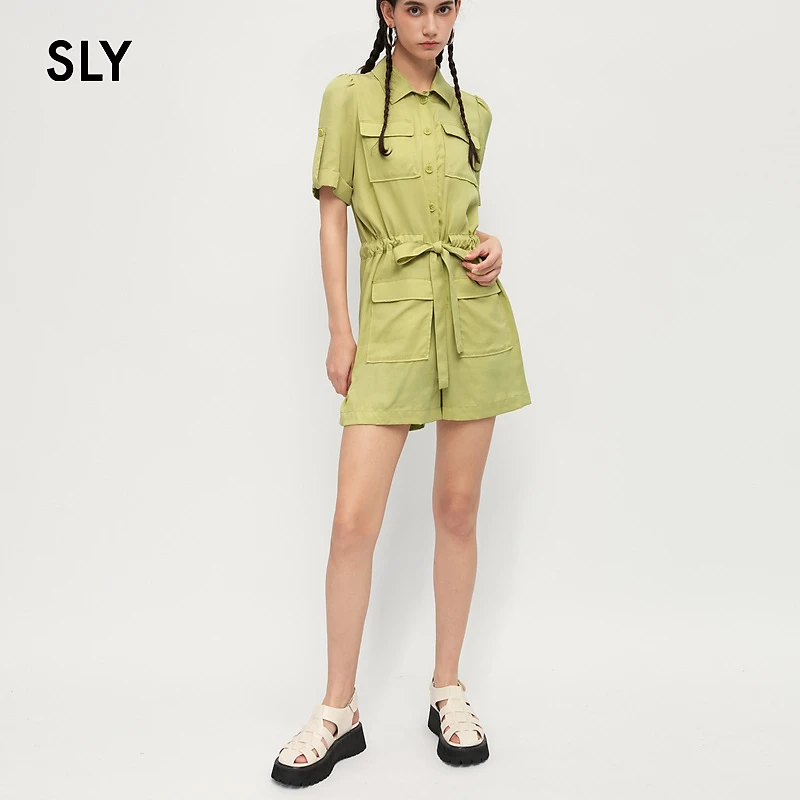 SLY 夏季新款透气多色工装风多口袋收腰休闲连体裤030GSZ33-2800