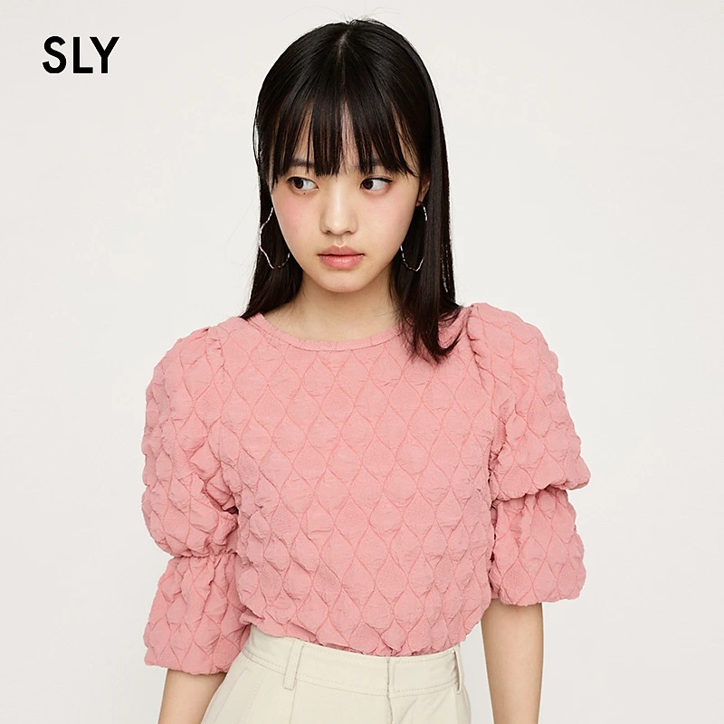 SLY 2025春季新品浪漫甜美田园风肌理感五分袖上衣030HSZ80-2600