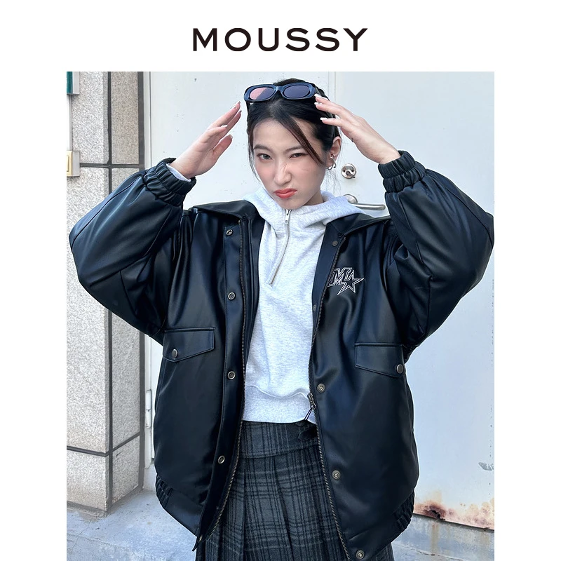 MOUSSY 秋冬夹棉中性风毛绒翻领夹克女028GAZ30-6370