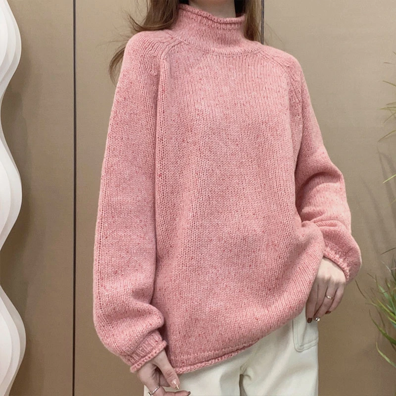 IXIAN女装-韩版全羊毛宽松慵懒风百搭纯色时尚休闲长袖高领毛衣