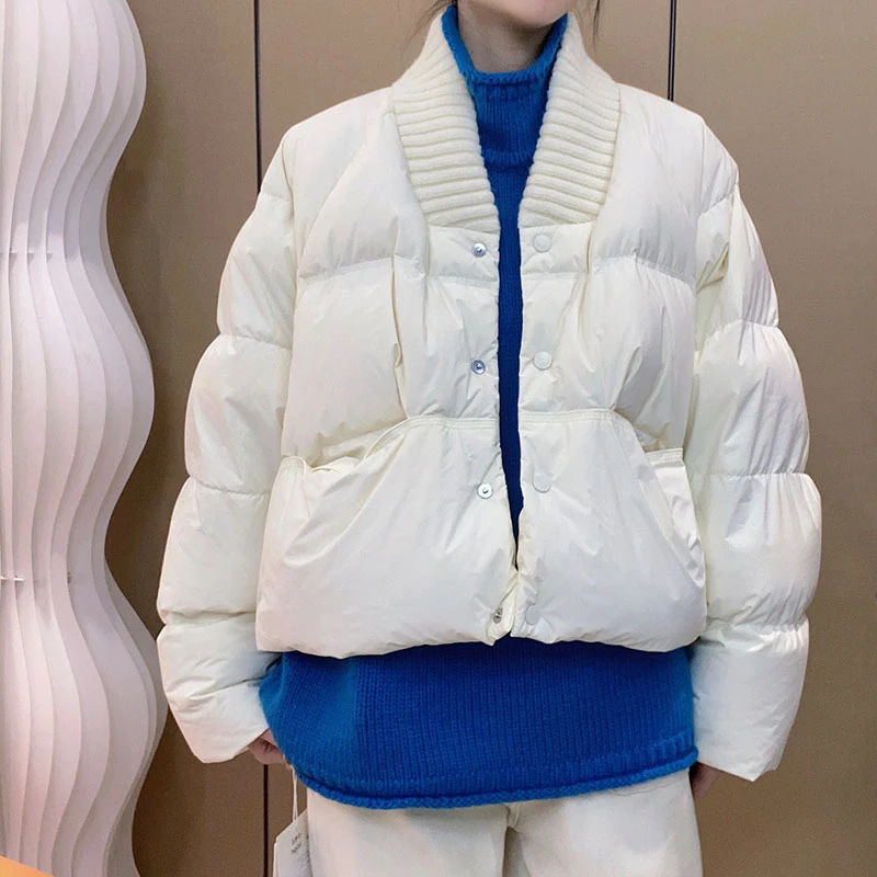 IXIAN女装-韩版冬季白鸭绒短款羽绒服时尚宽松保暖棒球领百搭外套