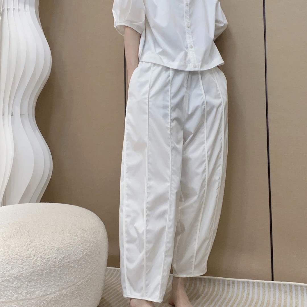 IXIAN女装-2024夏新款艾草纤维防蚊抑菌气质时尚宽松（裤子）百搭