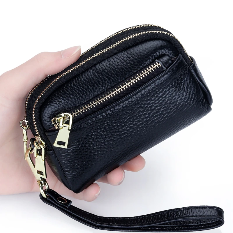 真皮手拿零钱包女士小包包可爱双层硬币钥匙包简约妈妈迷你小钱袋