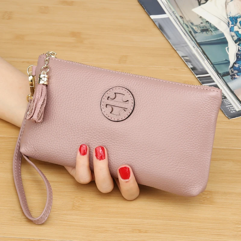 真皮手包女2025新款简约时尚气质牛皮软皮长款手拎手机零钱包小包