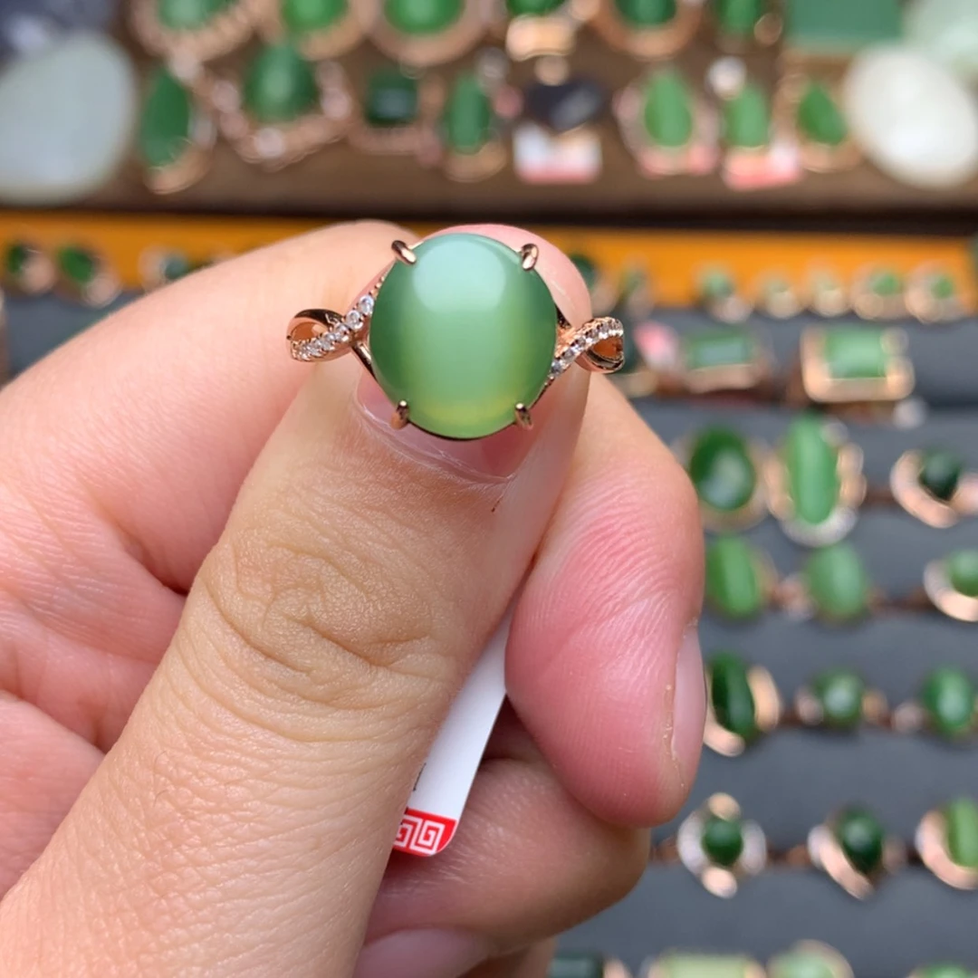 【闪购商品】和田玉（碧玉）戒指银S925镶嵌（****与