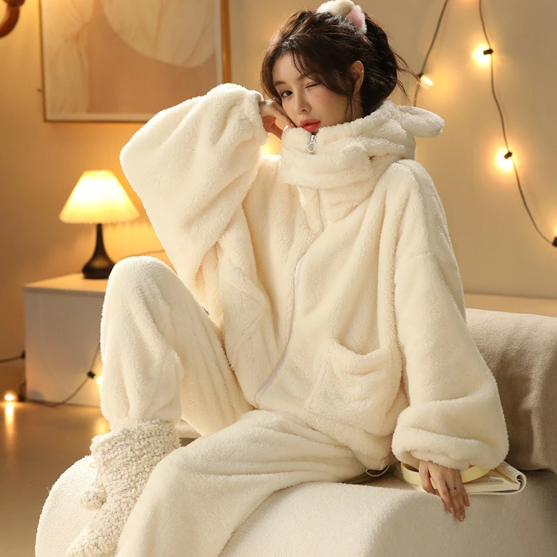 【蒙面侠睡衣】美拉德小飞侠蝙蝠袖冬季连帽纯可爱加绒加厚家居服套