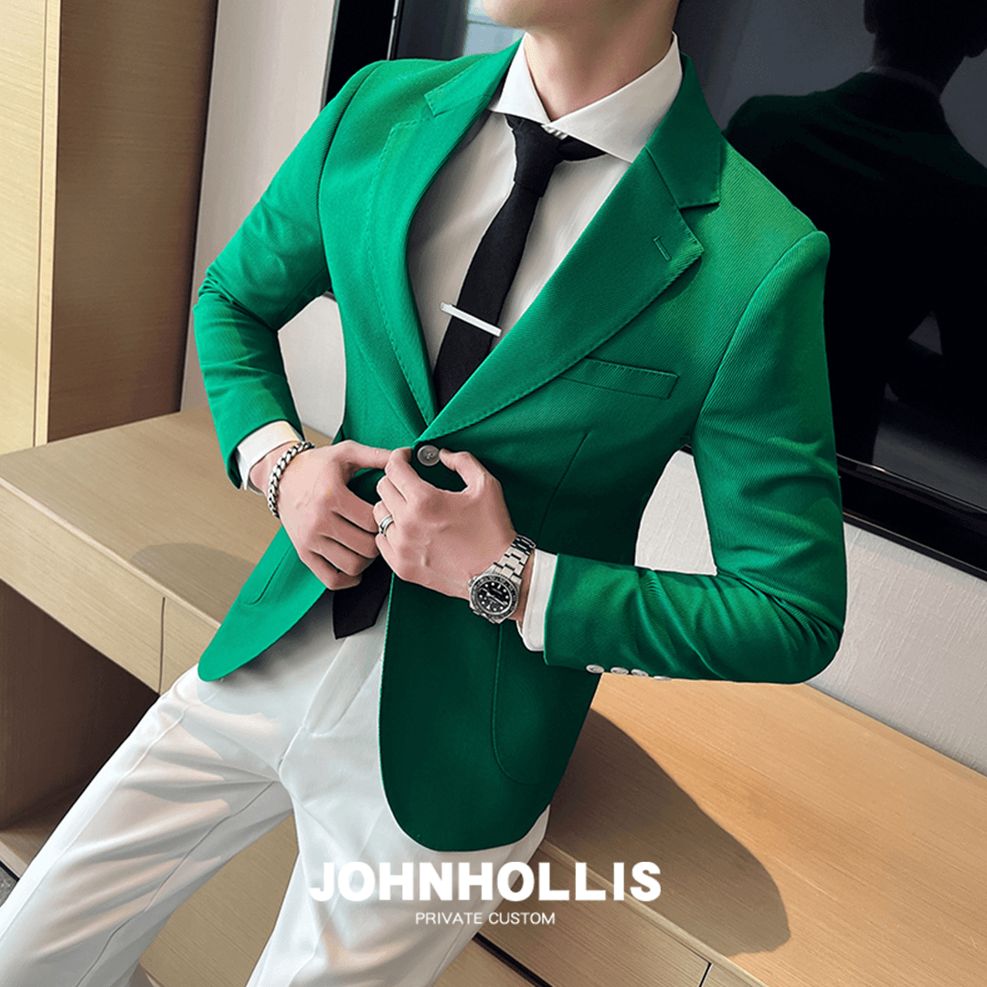 johnhollis/约翰皇 西装外套男新款两粒单排扣帅气西服男休闲商务时尚男士单西