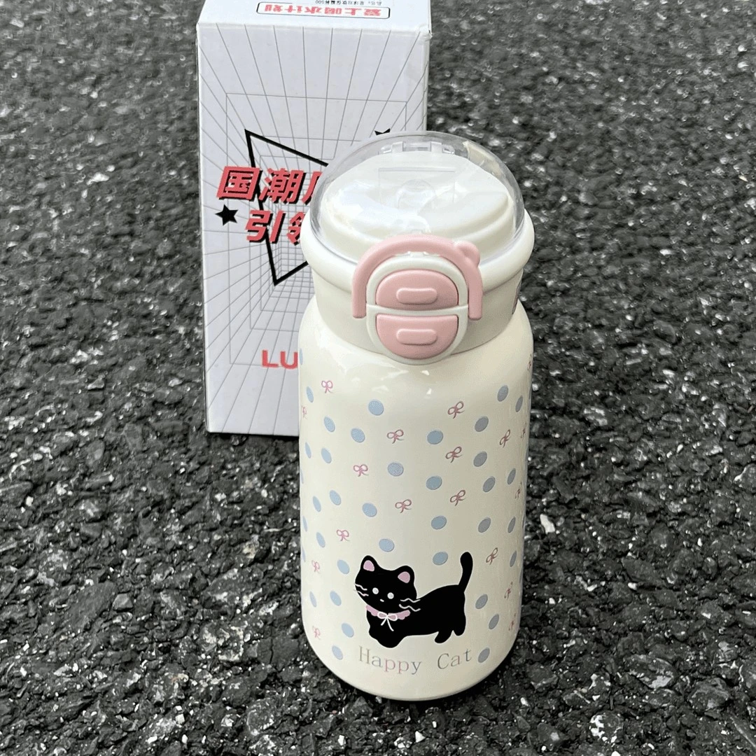 保温杯学生高颜值水杯可爱316不锈钢吸管杯女生小猫杯子大容量