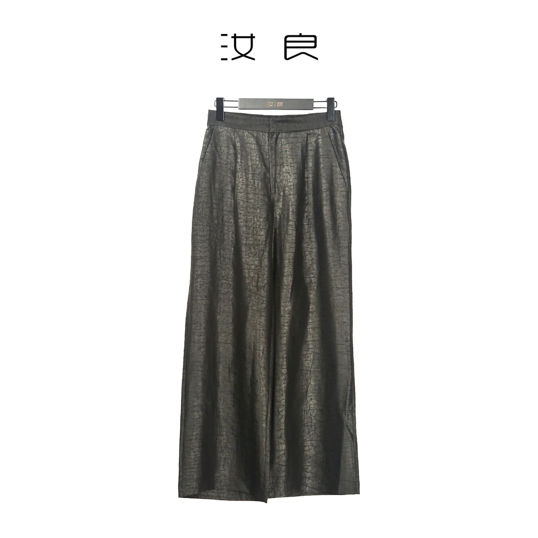 极简双面黑龟直筒裤