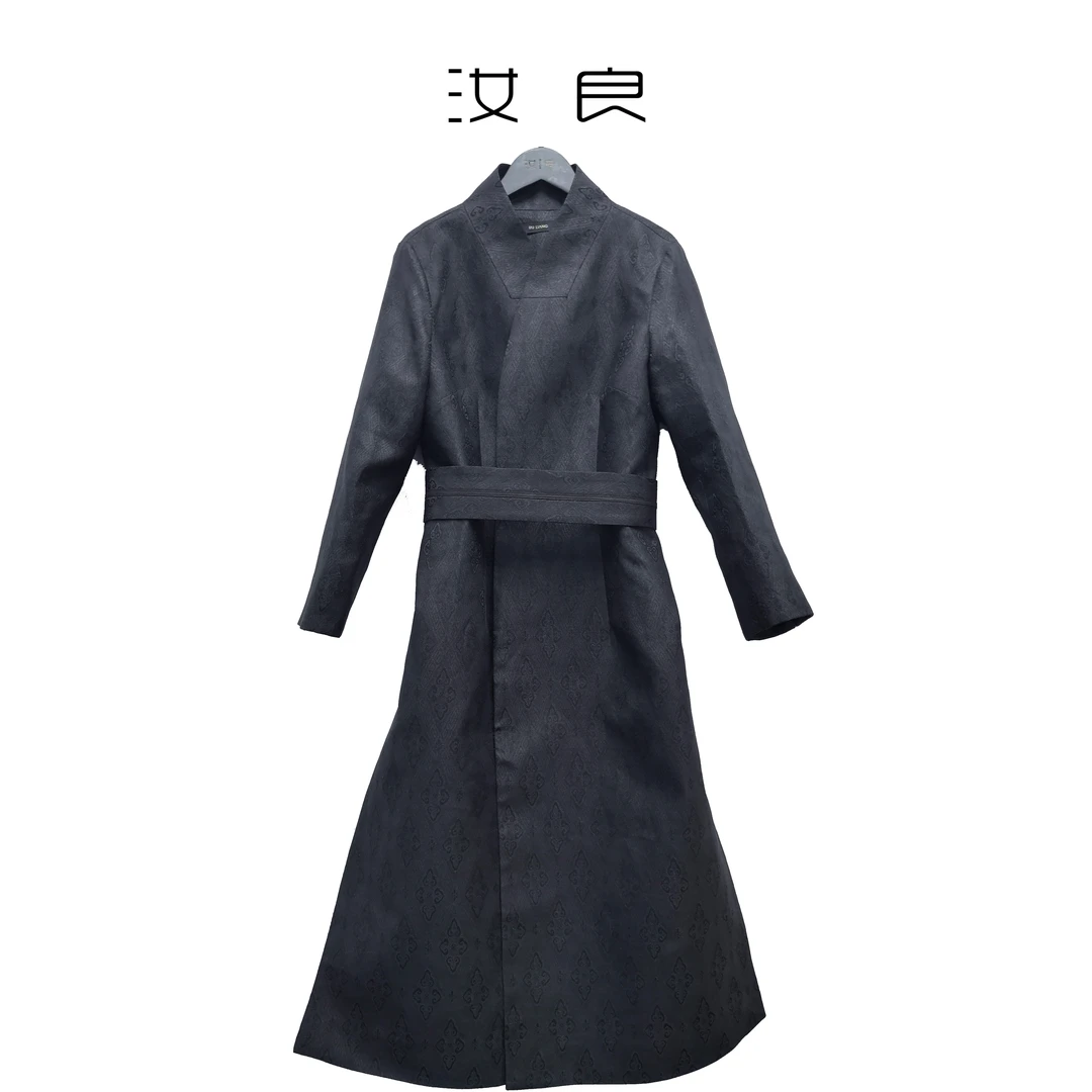 四经绞罗菱格女神腰封风衣