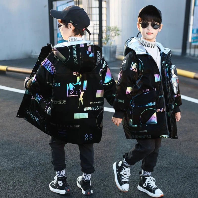 男童棉衣中长款男孩2023冬季新款棉服加厚保暖中大儿童韩版棉袄潮