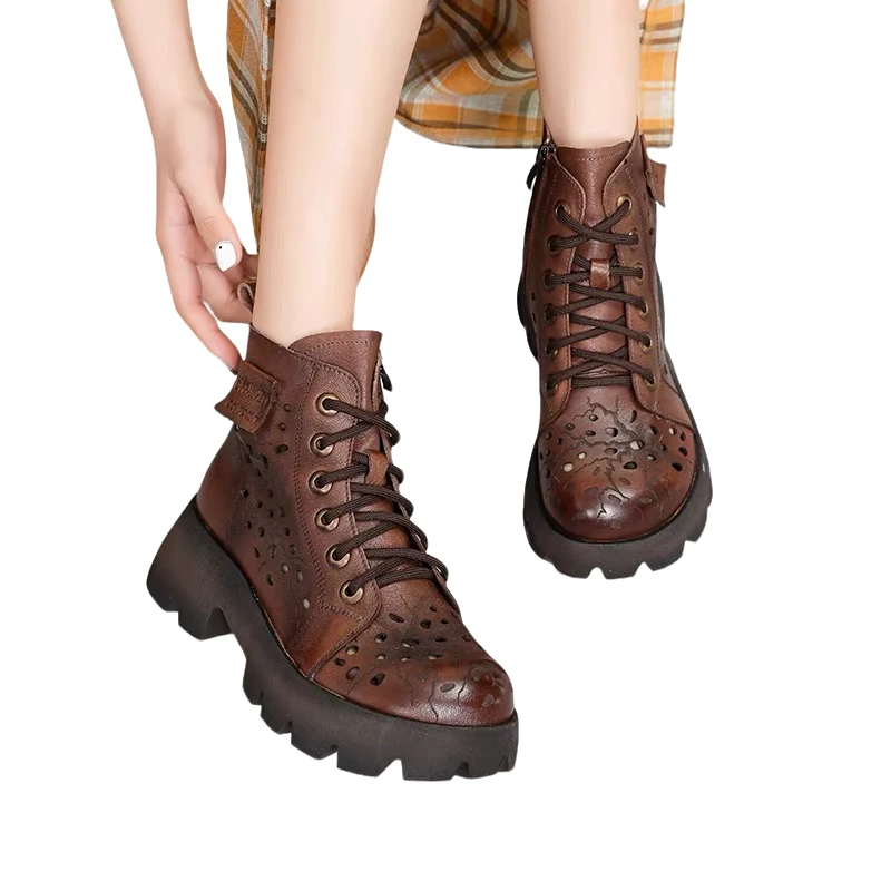 888个性款圆头时尚洞洞透气女鞋-442春夏坡跟夏季百搭