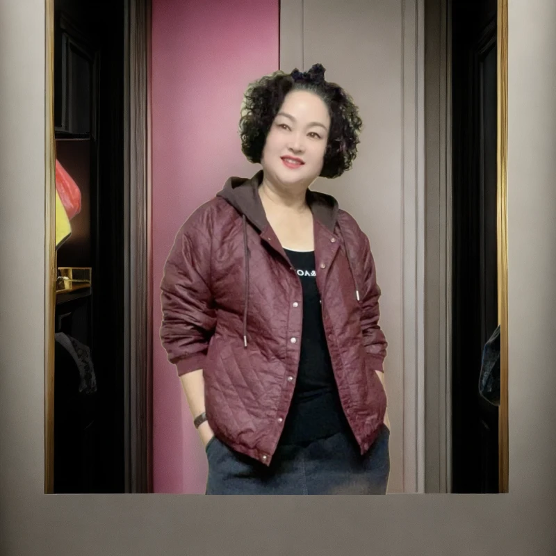 960连帽休闲时尚加厚保暖女款上衣-489秋冬宽松冬季百搭女士