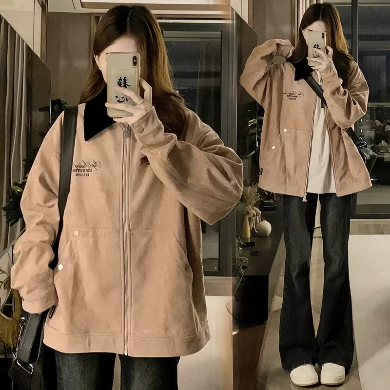 棒球服外套女春秋季2023新款小个子港风百搭加厚夹克宽松休闲学生