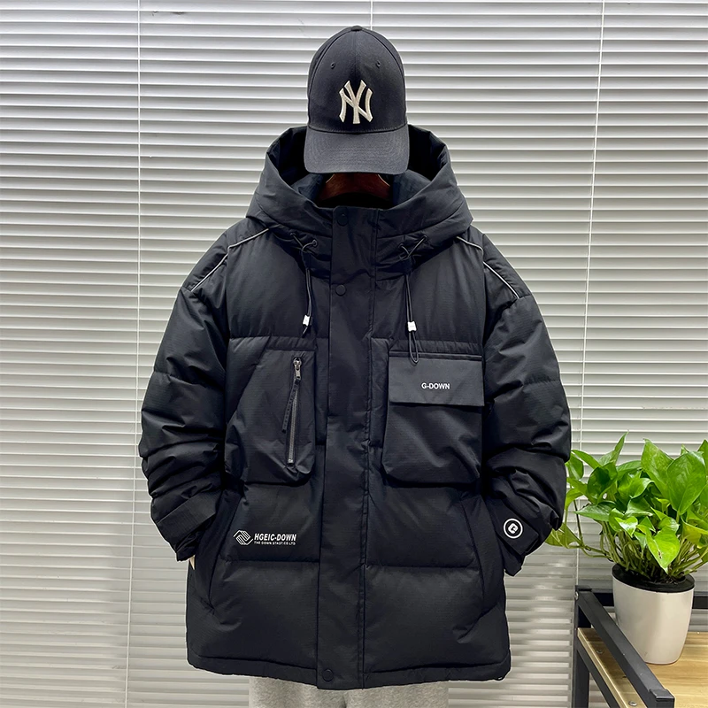 claralee派克羽绒服男士2023新款冬季宽松短款白鸭绒工装保暖外套