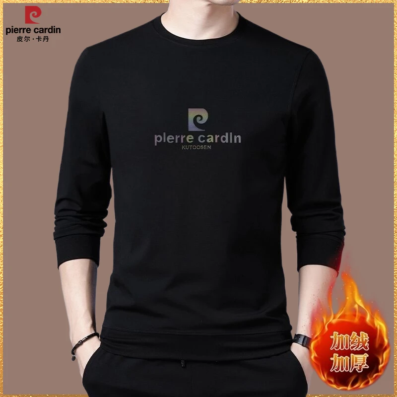 皮尔卡丹圆领卫衣重工印花秋冬季长袖休闲百搭潮流时尚春秋打底衫