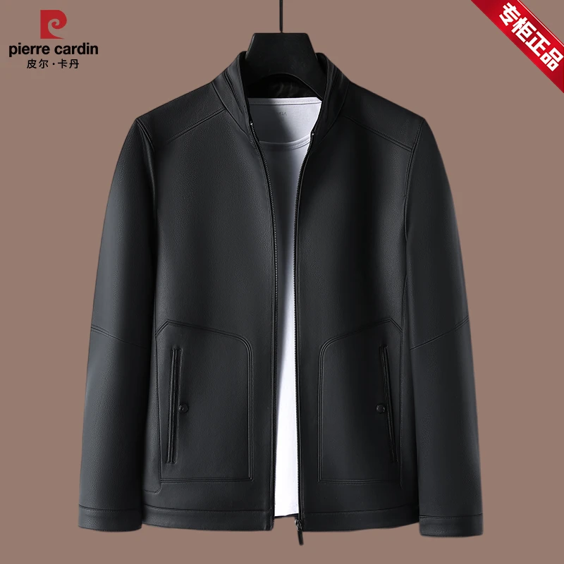 【皮尔卡丹】男士皮夹克秋冬时尚爸爸同款可加绒不加绒商务休闲立领